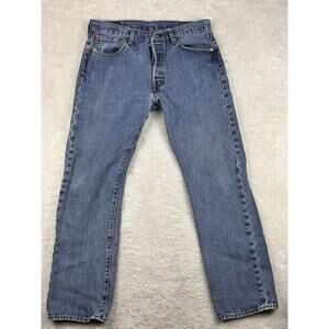 Levi's Mens 501 32x30 Original Straight Fit Jeans Med Wash Waterless Button Fly